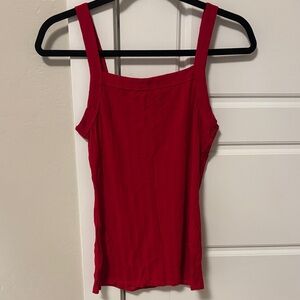 Bozzolo Red Ribbed Square-Neck Tank